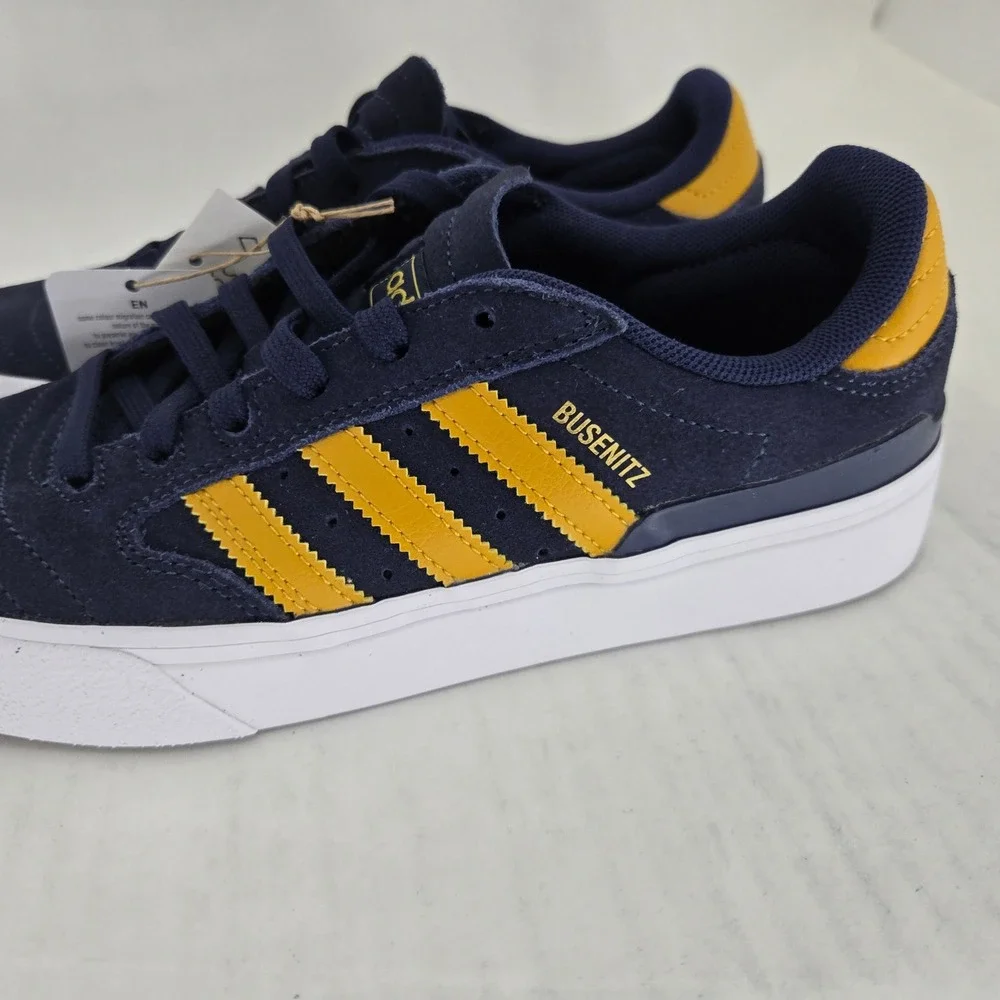 Adidas Busenitz Vulc II Navy Yellow Suede Skate Shoes HQ7527 Mens 6.5
